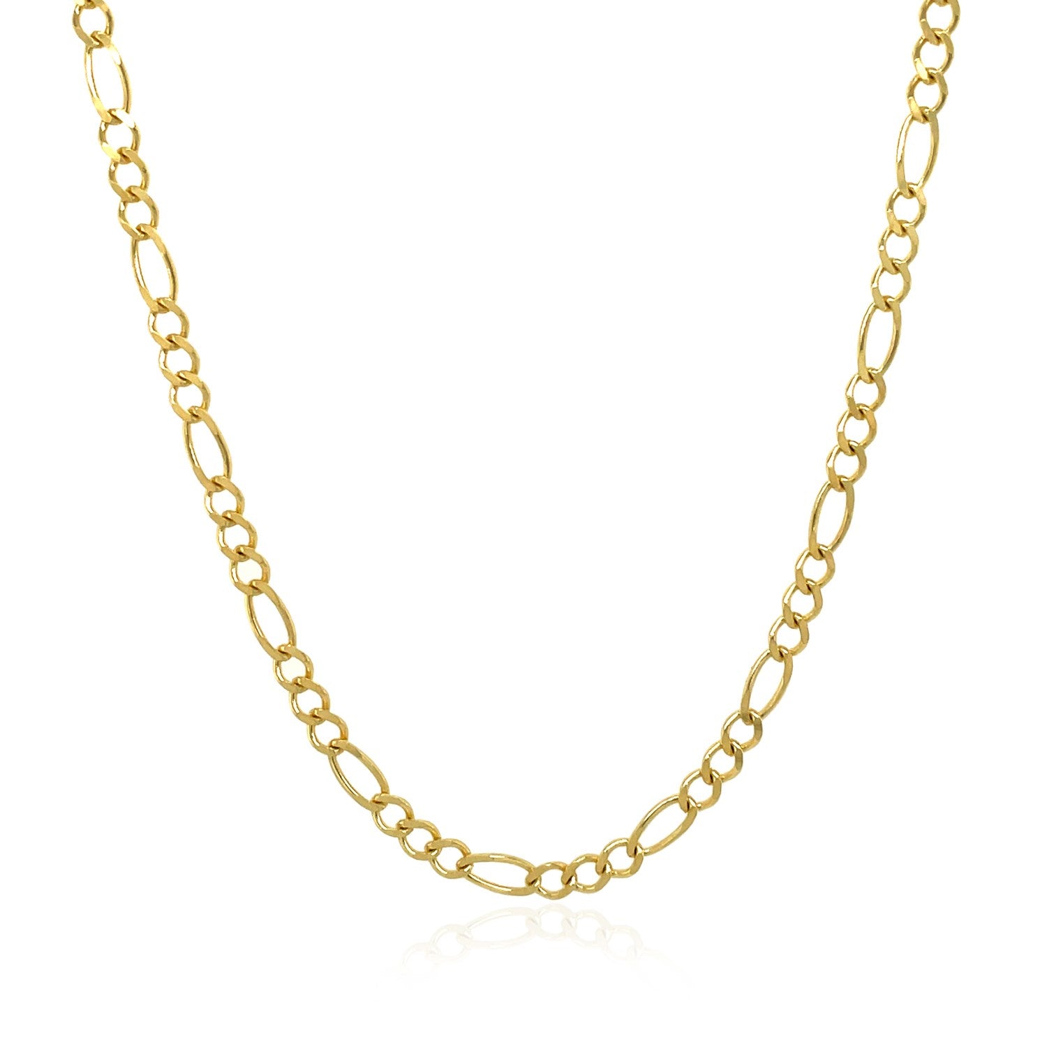 10k Yellow Gold Solid Figaro Chain (2.60 mm) in a sleek high-contrast midnight luxury editorial style